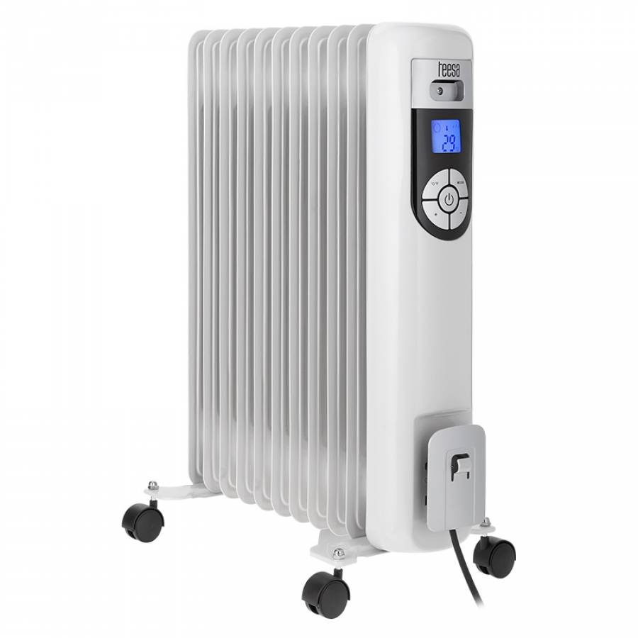 Radiator Electric Ulei Cu 11 Elementi, 2500w, 120 X 550 Mm, Ecran Lcd, Termostat Reglabil, Metal Si Plastic, Alb