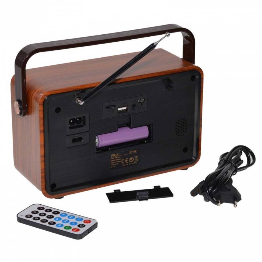 Radio Clasic Mp3 Portabil Cu Tuner Am/fm/sw, Conectare Usb/card Tf, Aux In, Acumulator Reincarcabil, Telecomanda, Design Retro, Culoare Maro
