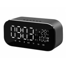 Radio Cu Ceas, Bluetooth 4.2, Putere 6w, Radio Fm, Aux, Alarma, Carcasa Din Aluminiu, Baterie 1800 Mah, Afisarea Volumului/temperaturii/timpului, Negru