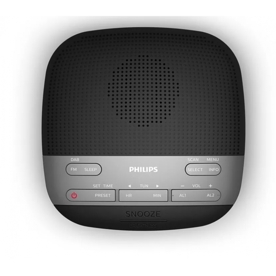 Radio Philips Cu Ceas, Functie Alarma Dubla, Tuner Dab+ / Fm, Afisaj Lcd Digital, Putere 1 W, Sistem Audio Mono, Control Volum Sus/jos, Negru