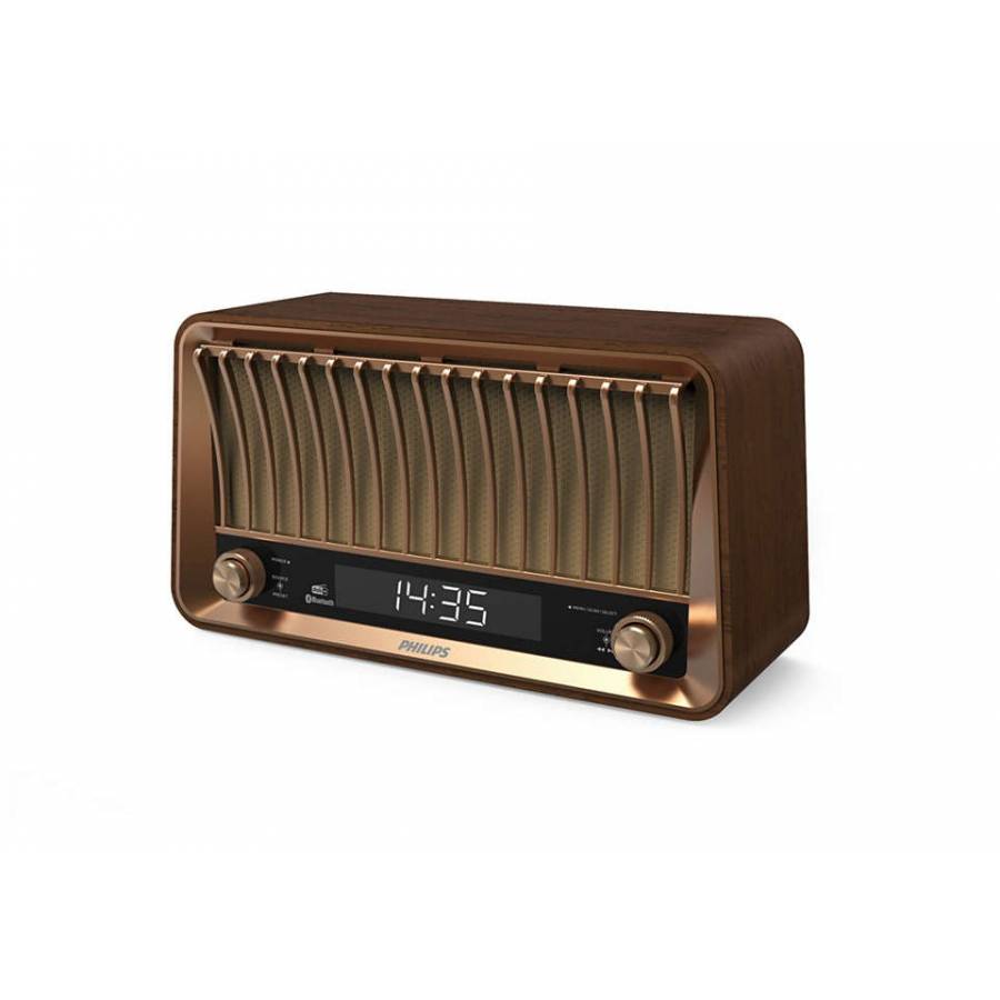 Radio Philips Cu Conectivitate Bluetooth, Putere De Iesire 20 W, 2 Difuzoare, Sistem Audio Stereo, Incarcare Usb, Fm Stereo, Smart Scan, Ceas Digital, Maro