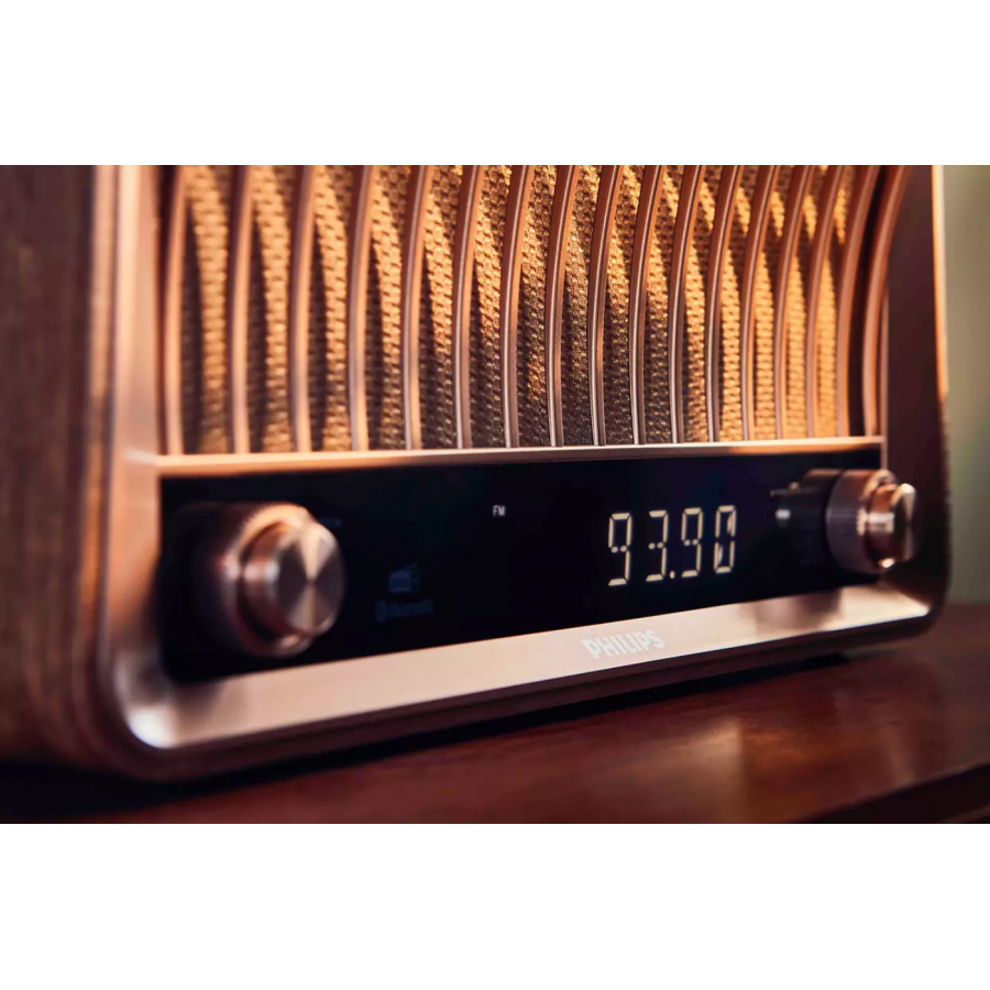 Radio Philips Cu Conectivitate Bluetooth, Putere De Iesire 20 W, 2 Difuzoare, Sistem Audio Stereo, Incarcare Usb, Fm Stereo, Smart Scan, Ceas Digital, Maro
