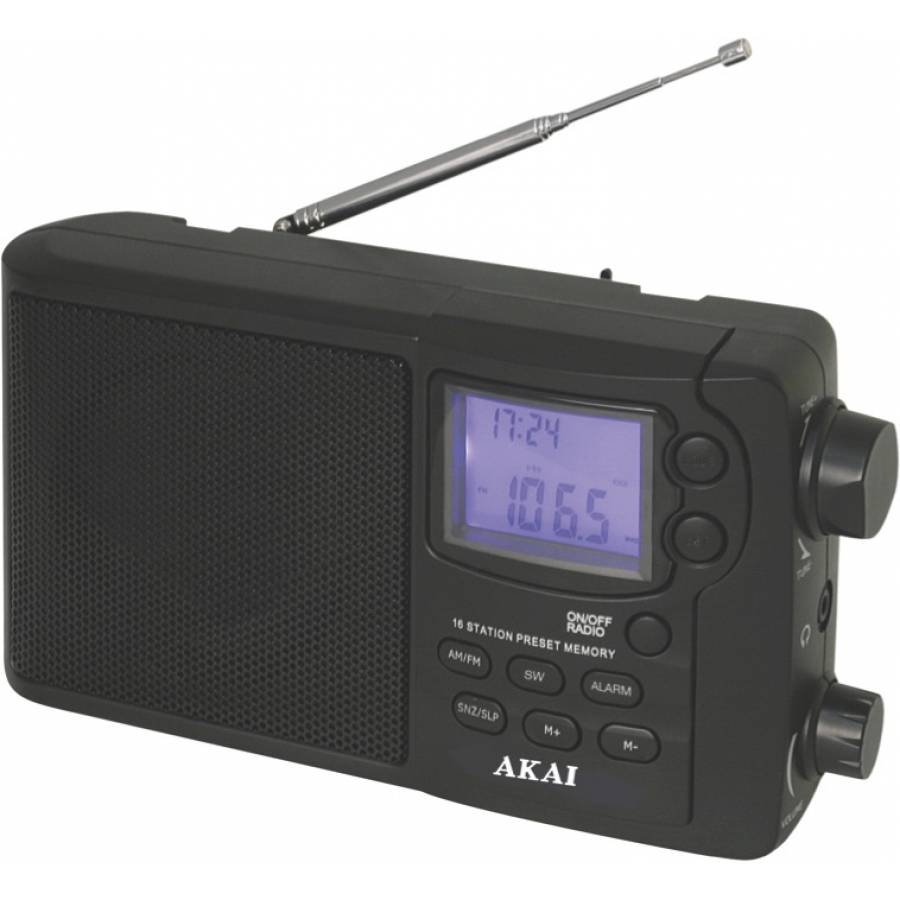 Radio Portabil, Antena Telescopica, Display Lcd, Ceas, Alarma, Sleep, Iesire Casti, Putere 0.8w, Radio Fm, Sw(1-10)/mw/fm, Negru