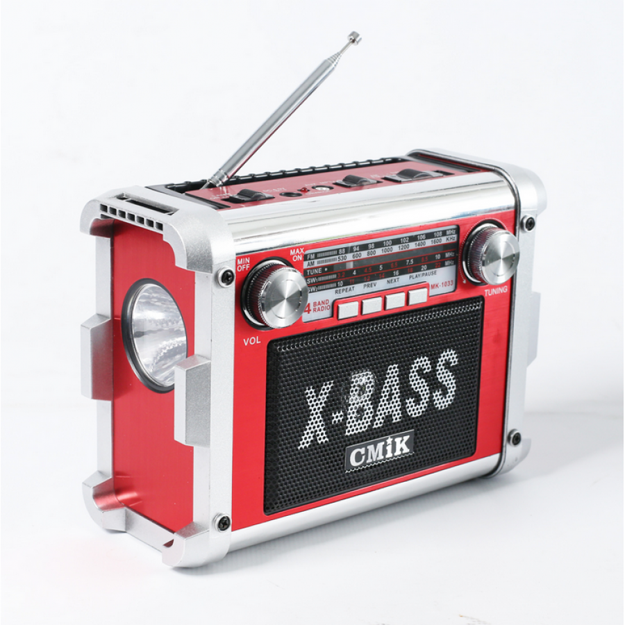 Radio Portabil Cu Baterie Reincarcabila, Intrare Usb Si Card Sd/tf, Ac 220v/50hz, Benzi Tuner Am / Fm / Sw, Antena Atasata, Culoare Rosu