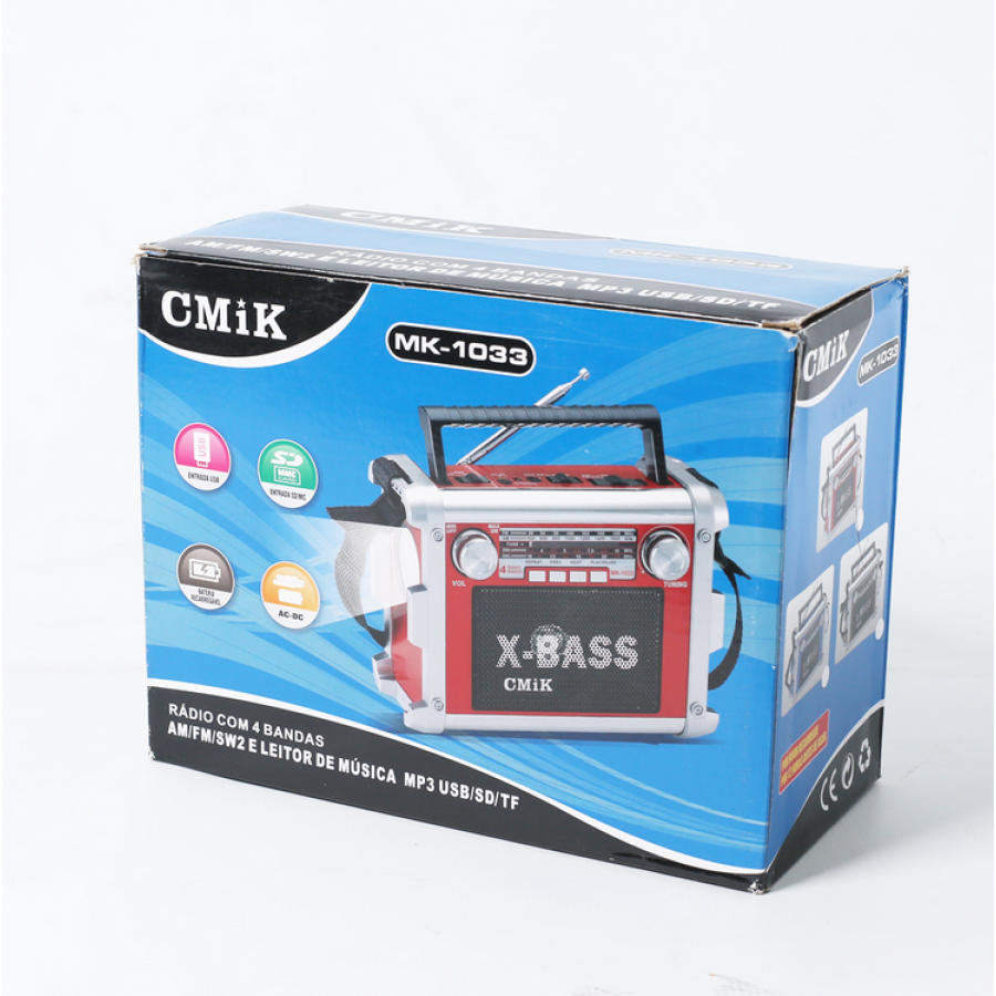 Radio Portabil Cu Baterie Reincarcabila, Intrare Usb Si Card Sd/tf, Ac 220v/50hz, Benzi Tuner Am / Fm / Sw, Antena Atasata, Culoare Rosu