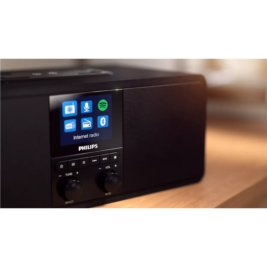Radio Prin Internet Philips Cu Spotify Connect, Conexiune Bluetooth, Dab+, Smart Ecran, Afisare Informatii, 2 X 3w, Afisaj Colort Tft 2.4