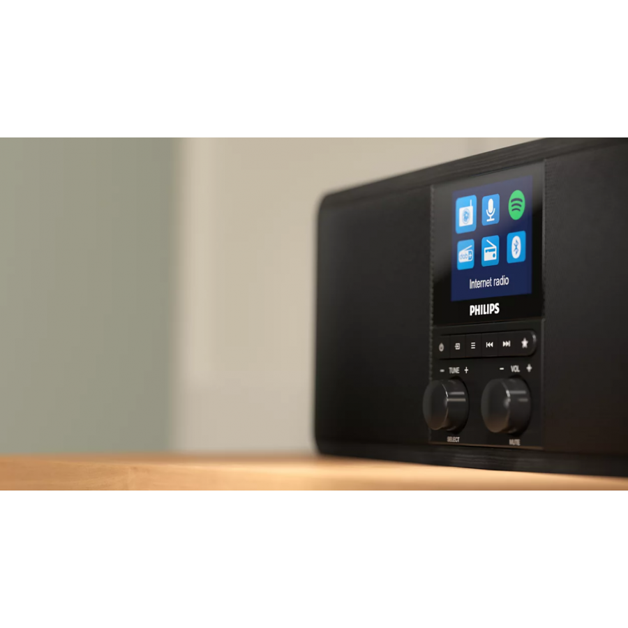 Radio Prin Internet Philips Cu Spotify Connect, Conexiune Bluetooth, Dab+, Smart Ecran, Afisare Informatii, 2 X 3w, Afisaj Colort Tft 2.4