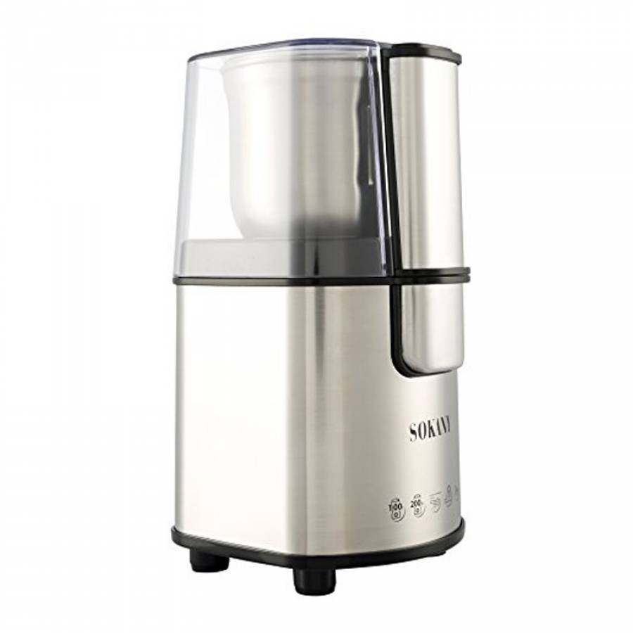 Rasnita De Cafea, Putere 200w, Capacitate 90gm, Otel Inoxidabil, Usoara, Ergonomica, Moderna, Argintiu