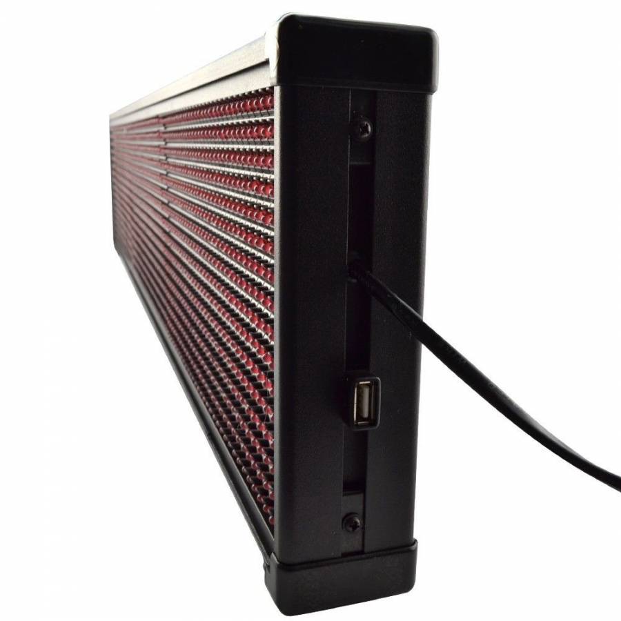 Reclama Luminoasa De Exterior Klausstech Tip Panou Cu Leduri Rosii,  Dimensiuni 100x20cm , Led Uri Ultrabright , Reclama Tip Caseta Luminoasa , Negru