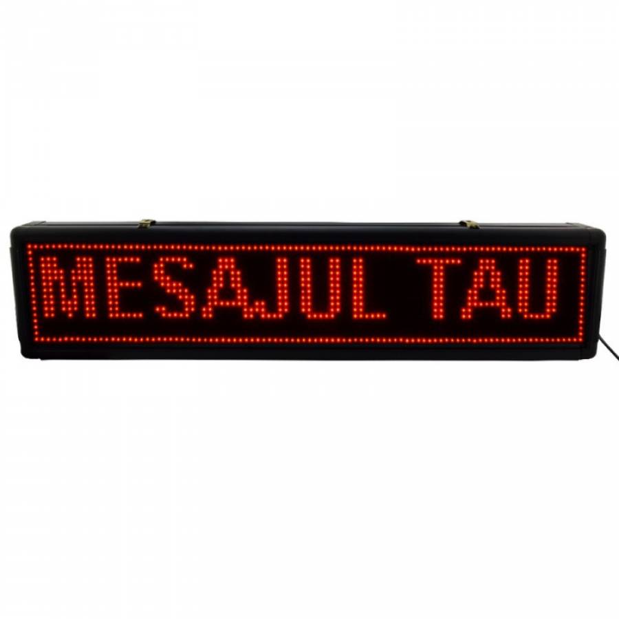 Reclama Luminoasa De Exterior Klausstech Tip Panou Cu Leduri Rosii,  Dimensiuni 100x20cm , Led Uri Ultrabright , Reclama Tip Caseta Luminoasa , Negru