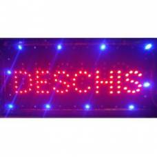 Reclama Luminoasa Deschis Klausstech, Tehnologie Led, Dimensiuni 50 X 25 Cm, Alimentare 220 V, Design Modern, Rosu/albastru