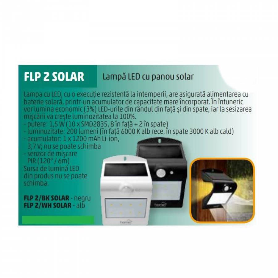 Reflector Led Cu Functia De Miscare Si Panou Solar , Putere 1.5 W , 10 Surse De Lumina , 200 Lumeni , Unghi De Sesizare 120° , Capacitate Acumulator 1200 Mah , Culoare Negru