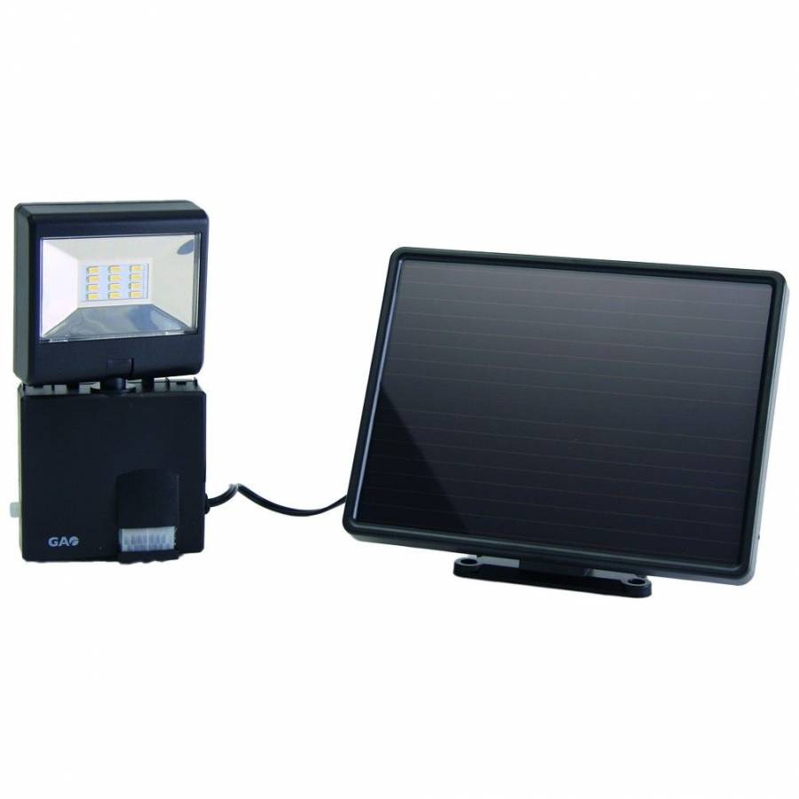 Reflector Solar Led Cu Panou Solar Klausstech , Putere 6 W , Functie Senzor De Miscare , 400 Lumeni , 6500 K , Lumina Rece , Slim , Negru