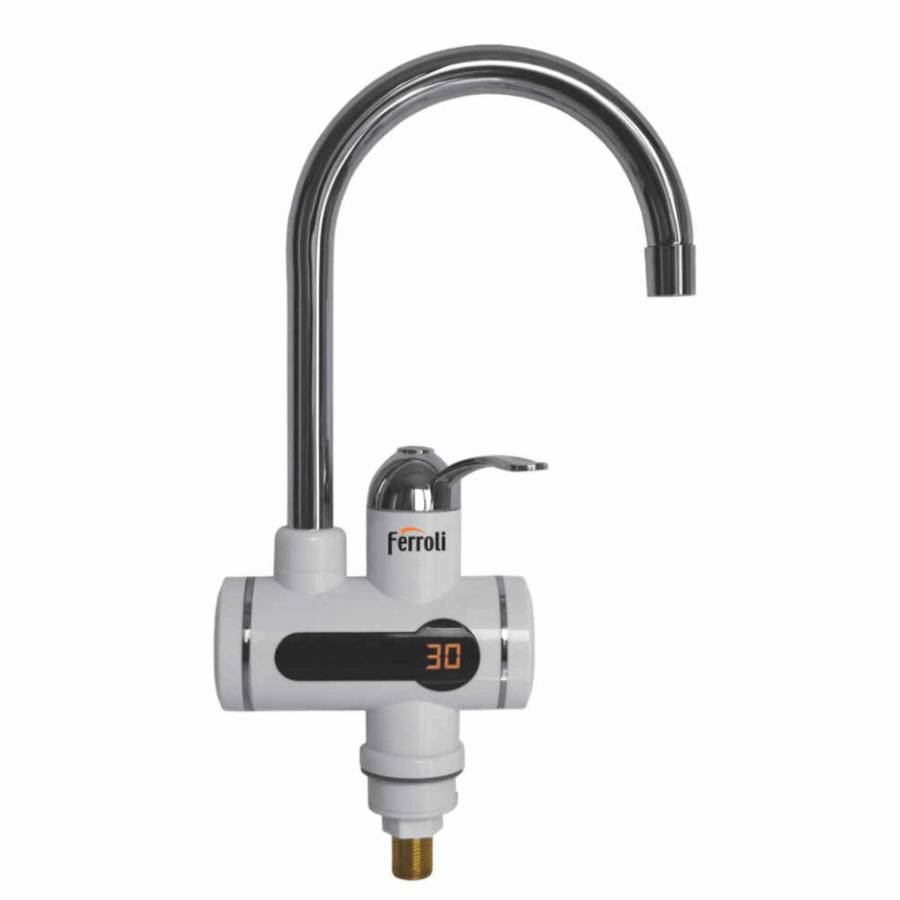 Robinet Electric Instant, Putere 3000 W, Afisaj Digital, Apa Fierbinte 30° - 60° C, Durata De Incalzire A Apei 3 - 5 Sec, Tensiune 220 - 240 V, Design Modern, Alb