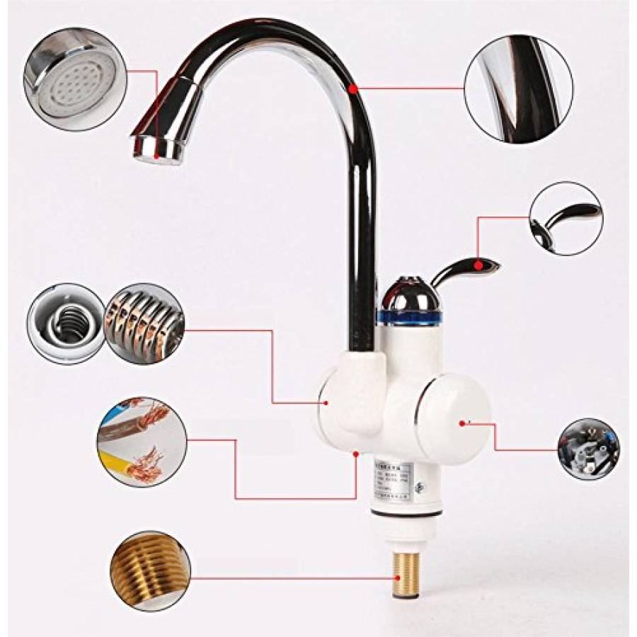 Robinet Electric Klausstech Pentru Incalzirea Apei Instant, Apa Fierbinte 30° - 60° C, Durata De Incalzire A Apei  3 - 5 Sec, Functie De Reglare A Temperaturii, Putere 3000 W, Tensiune 220 - 240 V, Alb