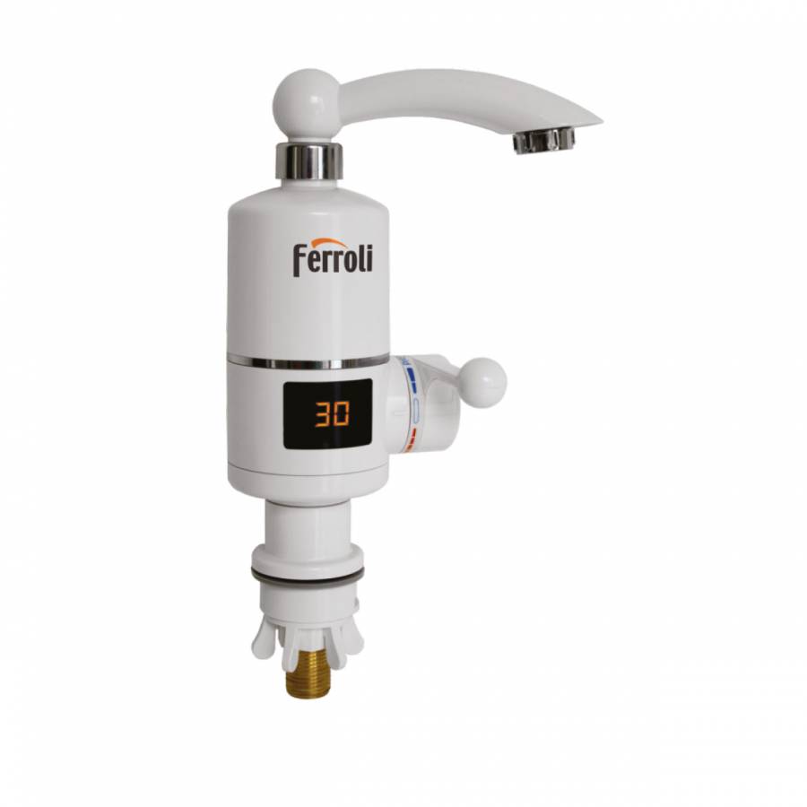 Robinet Electric Pentru Incalzirea Apei Instant, Afisaj Digital, Apa Fierbinte 30° - 60° C, Durata De Incalzire A Apei 3 - 5 Sec, Functie De Reglare A Temperaturii, Putere 3000 W, Rapid Si Eficient, Tensiune 220 - 240 V, Alb