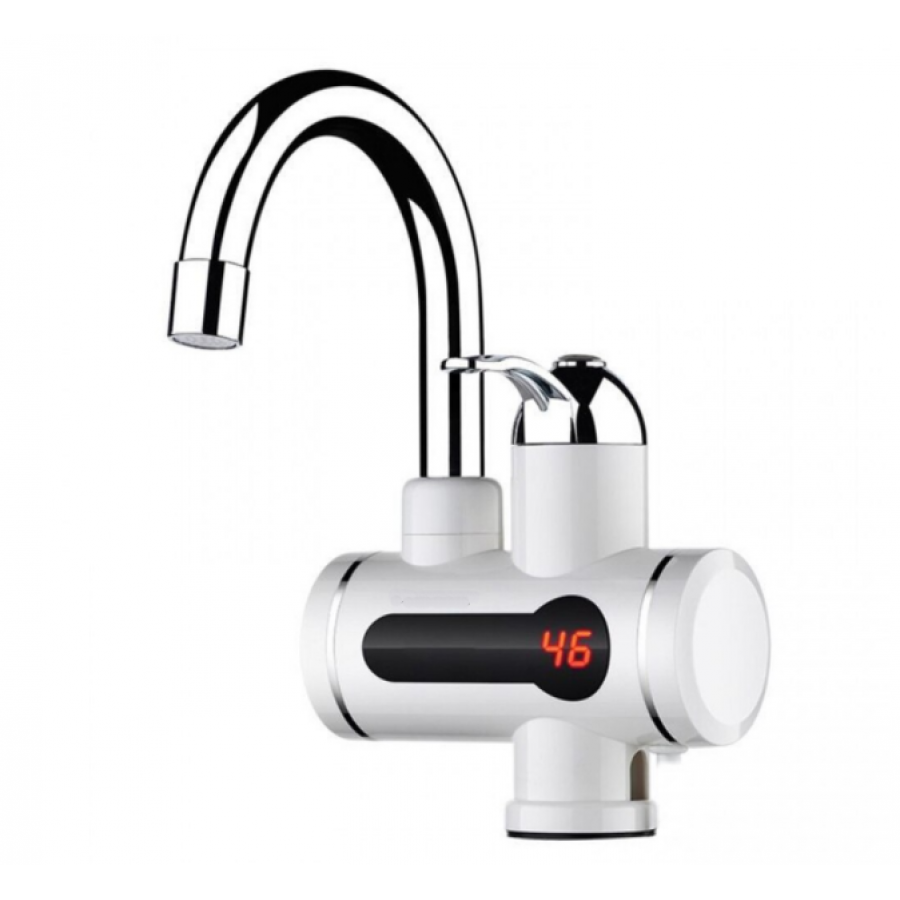 Robinet KlaussTech Instant De Apa Calda, Afisaj Lcd Al Temperaturii, Temperatura 30-60 Grade, Putere 3000w, Debit De 2l/min, Montare Pe Chiuveta, Alb/argintiu