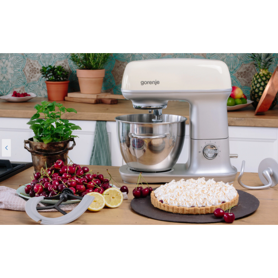 Robot De Bucatarie 1000 W, Bol Din Otel Inoxidabil 4.5 L, 7 Trepte Viteza, Amestecare 3d, Ajustare Automata A Rotatiei, Protectie Supraincalzire, Brat Framantare, Alb