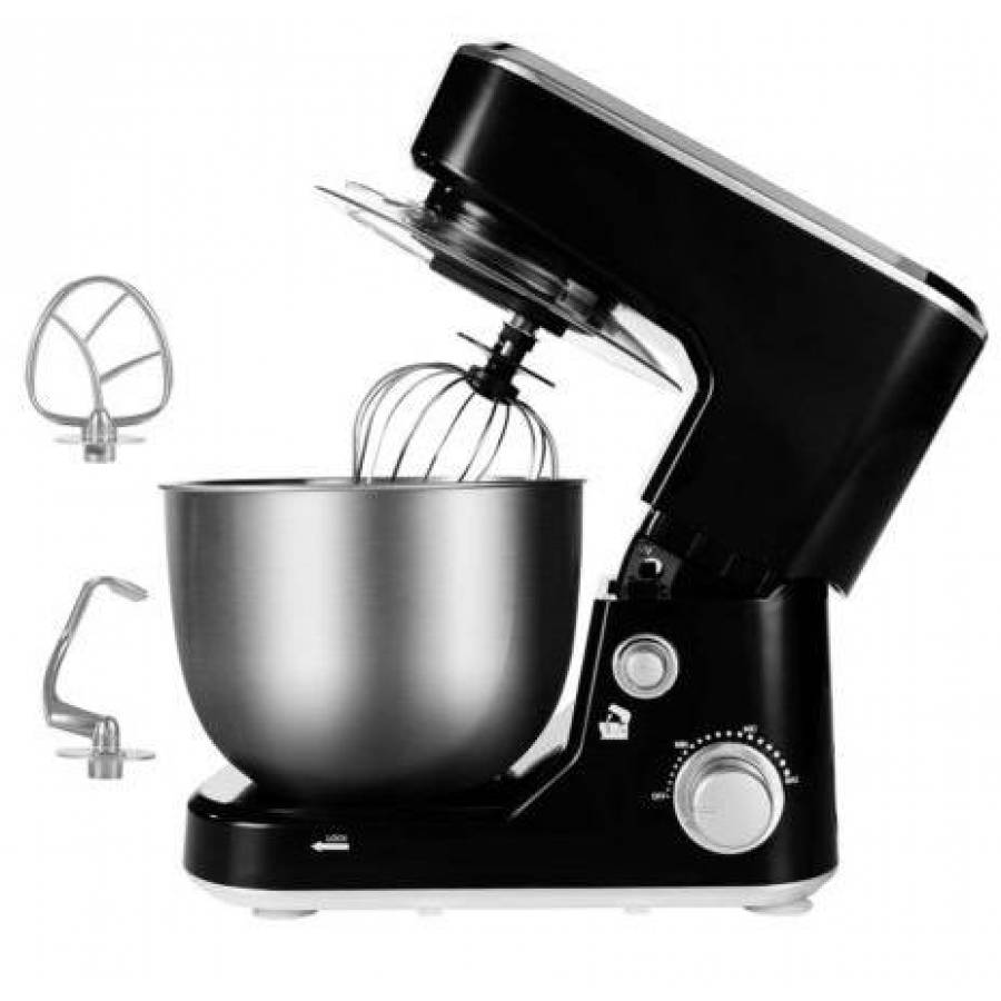 Robot De Bucatarie, 700 W, 6 Trepte De Viteza, Capacitate Bol 3,5 L, Brat Cu Dispozitiv De Ridicare Si Inclinare, Accesorii Incluse, Sistem Anti-alunecare, Design Ergonomic, Negru