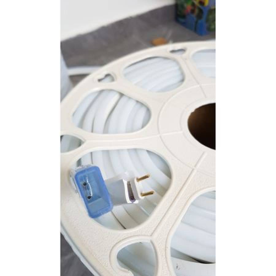 Rola De Lumina Neon Flex Klausstech , Culoare Lumina Alb Rece , Furtun Luminos , Material Flexibil , Becuri Led , Lungime 50 M