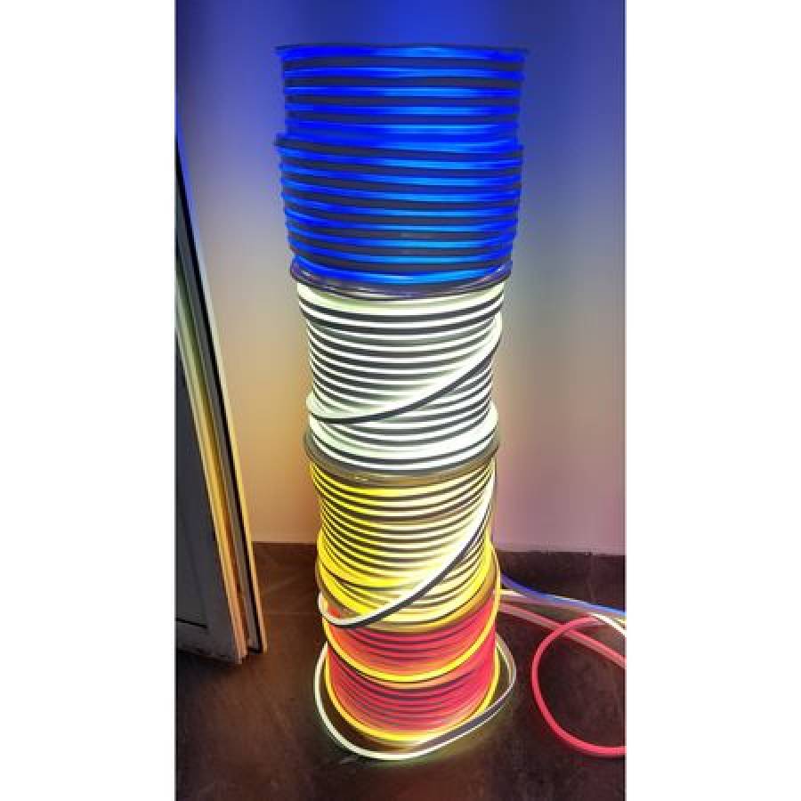 Rola De Lumina Neon Flex Klausstech , Culoare Lumina Alb Rece , Furtun Luminos , Material Flexibil , Becuri Led , Lungime 50 M