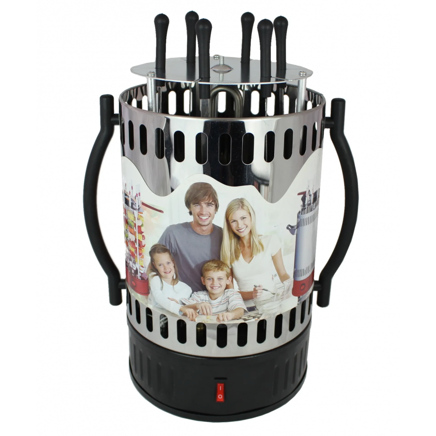 Rotisor Vertical Cu 6 X Furci, Unitate Principale Cu Element De Incalzire, Tava De Picurare, Protectie Impotriva Stropirii/caldurii, 1350 W, Argintiu/negru