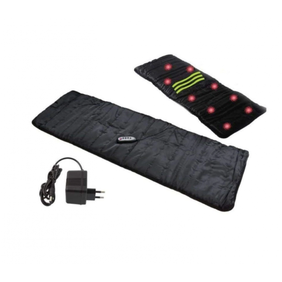 Saltea KlaussTech De Masaj, 4 Zone De Actionare, Incalzire Infrarosu, 9 Puncte De Masaj, Alimentare, Negru