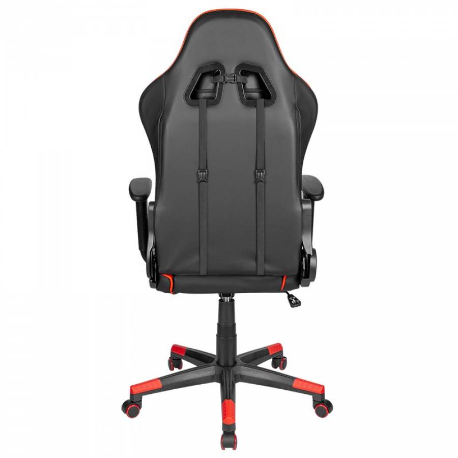 Scaun De Gaming Din Piele Eco, Inclinare Spatar Reglabila 180°, 2 Perne, Material Baza Pu Si Pvc, Inaltime Reglabila, Confort Ridicat, Negru/rosu