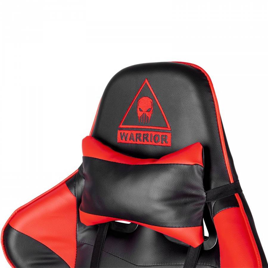 Scaun De Gaming Warrior Cu Reglare Inclinare, Material Baza Pu/pvc , Mecanism De Blocare , Latime Sezut 53 Cm, 2 Perne, Inaltime Spatar 84 Cm , Negru/rosu