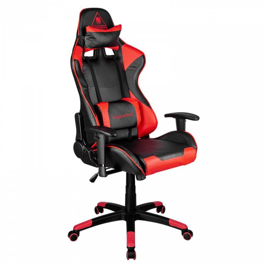 Scaun De Gaming Warrior Cu Reglare Inclinare, Material Baza Pu/pvc , Mecanism De Blocare , Latime Sezut 53 Cm, 2 Perne, Inaltime Spatar 84 Cm , Negru/rosu