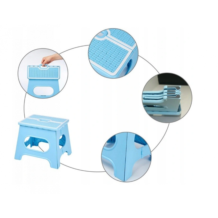 Scaunel Pliabil Klausstech, Pentru Copii Si Adulti, Tip Taburet,, Se Monteaza Si Demonteaza Usor, Pelicula Antiaderenta, Maner De Transport, Destinat Pentru Aer Liber/gradina/casa/picnic, Albastru