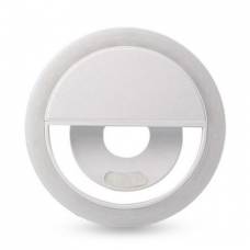 Selfie Ring Light Cu Functia De Incarcare Usb Klausstech , Lumina Portabila Smartphone , 3 Trepte De Intensitate , Design Modern , Culoare Alb