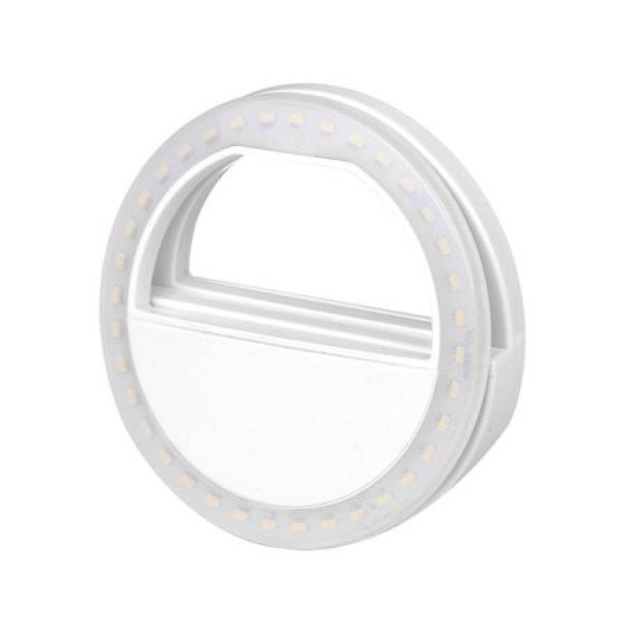 Selfie Ring Light Cu Functia De Incarcare Usb Klausstech , Lumina Portabila Smartphone , 3 Trepte De Intensitate , Design Modern , Culoare Alb
