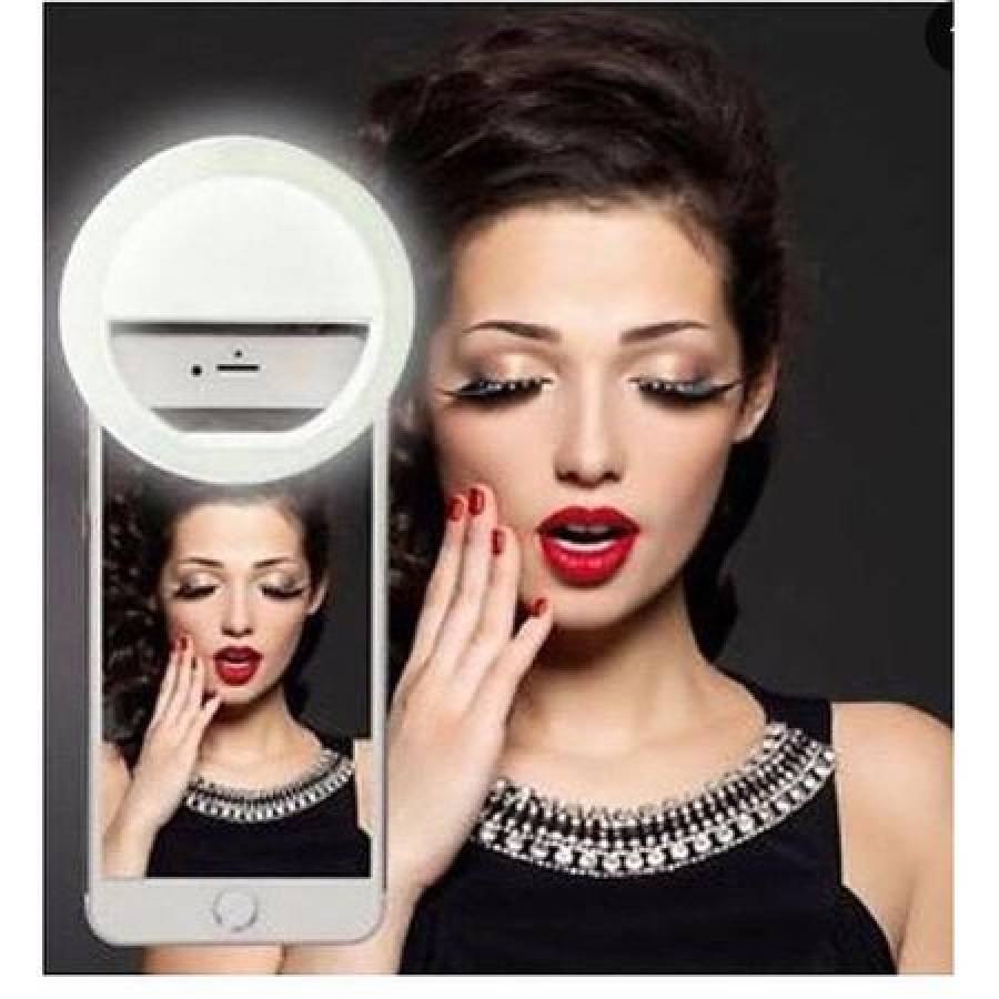 Selfie Ring Light Cu Functia De Incarcare Usb Klausstech , Lumina Portabila Smartphone , 3 Trepte De Intensitate , Design Modern , Culoare Alb