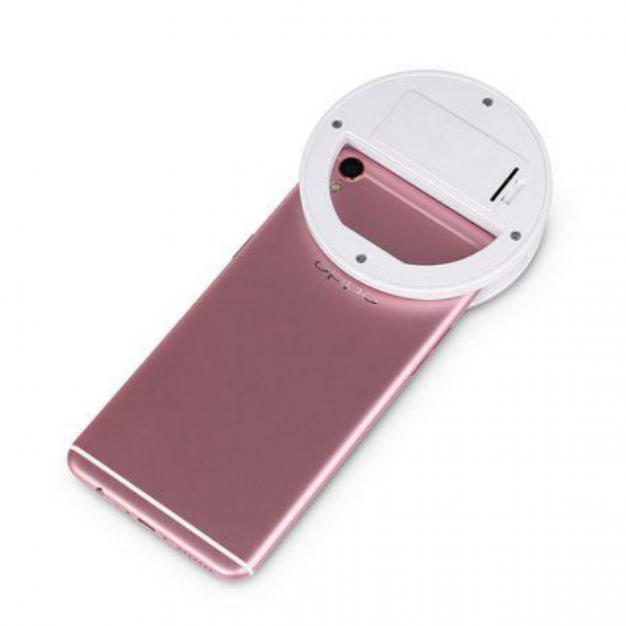 Selfie Ring Light Pentru Smartphone Klausstech, Lumina Alba, 3 Moduri De Iluminare Cu Intensitate Diferita, Alb