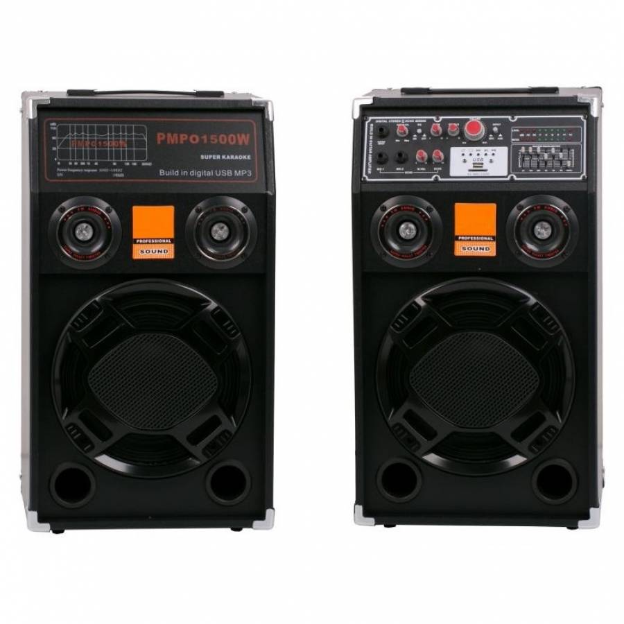 Set 2 Boxe Active Klausstech Profesionale Cu Amplificator, Multifunctional (inclusiv Karaoke) Cu Bluetooth, Port Usb (mp3), Intrare Aux, Card Sd , Port Usb , Radio Fm , Manere De Transport Pentru Ambele Boxe , Culoare Negru
