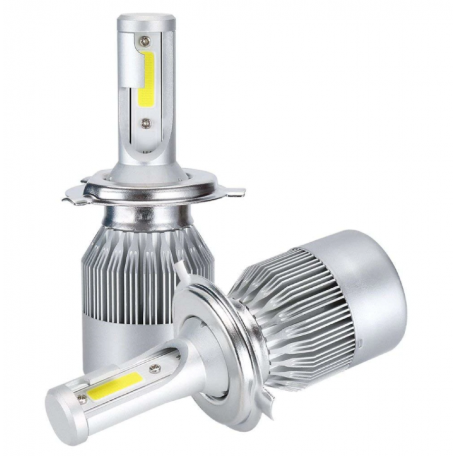 Set 2 X Becuri Led H4 Auto, Klausstech, 2 Faze Lumina, Aluminiu, 72w, Alb 6000k, Protetie Ip65, 3800 Lumeni, Unghi 360, Argintiu