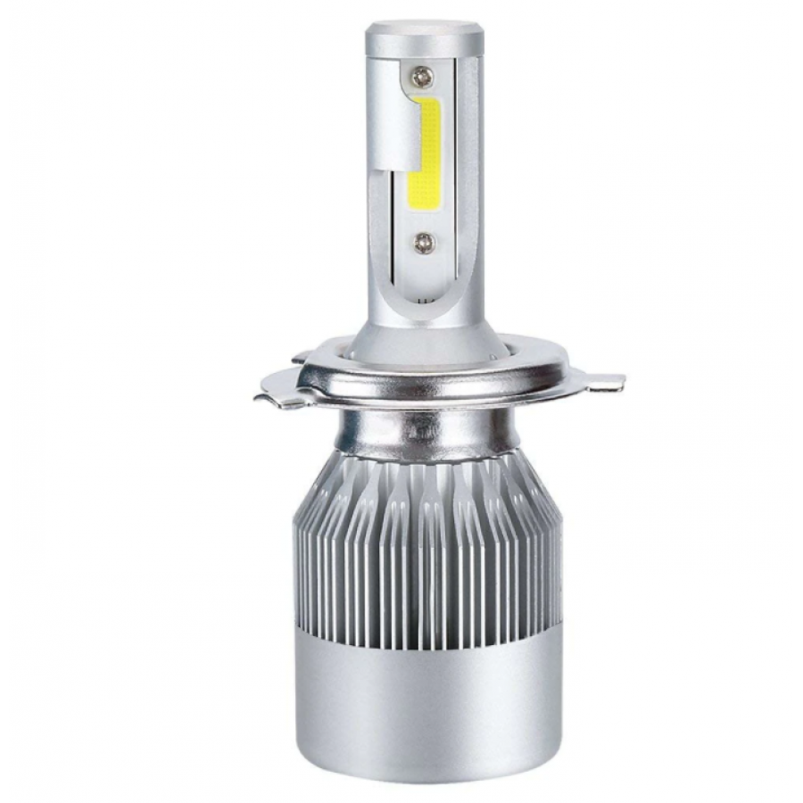 Set 2 X Becuri Led H4 Auto, Klausstech, 2 Faze Lumina, Aluminiu, 72w, Alb 6000k, Protetie Ip65, 3800 Lumeni, Unghi 360, Argintiu