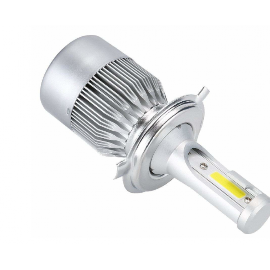 Set 2 X Becuri Led H4 Auto, Klausstech, 2 Faze Lumina, Aluminiu, 72w, Alb 6000k, Protetie Ip65, 3800 Lumeni, Unghi 360, Argintiu