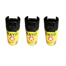 Set 3 Spray-uri De Autoaparare Nato, Jet Dispersat, 60 Ml, Iritant Lacrimogen, Discret Si Compact, Raza De Actiune 8m, Negru / Galben