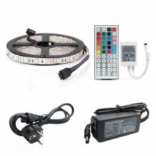 Set 4 Kit-uri Banda Klausstech Led Rgb 5050, 5 M X 4 Buc - 20 M Total, Telecomenzi 44 Taste Si Adaptoare Incluse