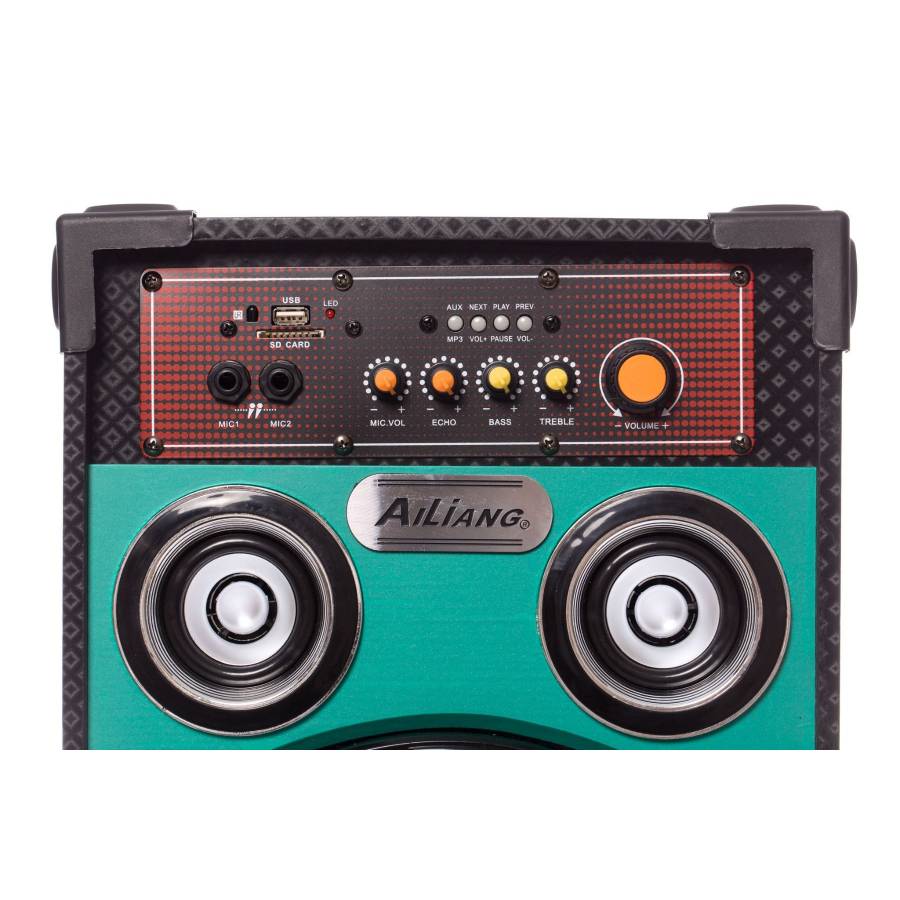 Set Boxe Active Portabile, Putere Rms 150w, Impedanta 4 Ohmi, Bluetooth, Lumini Led, Usb/sd/sdhc/mmc, Bass Reflex, Telecomanda, Verde/negru