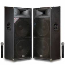 Set Boxe Active Profesionale , Vlliodor , Putere 920 W , 5 Band Graphic Equalizer, Microfoane Wireless, Conectivitate Bluetooth, Port Usb , Jack 3.5 Mm , Reglaje Echo , Bass , Treble , Volum Microfon , Volum General , Negru