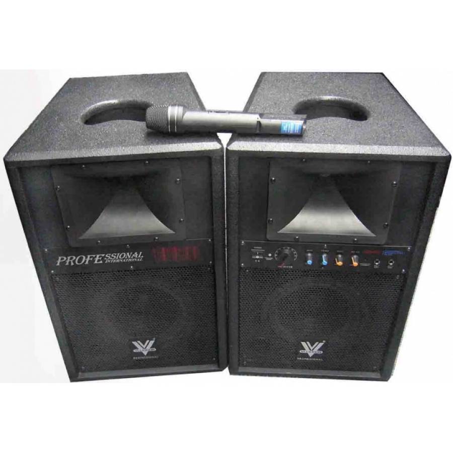 Set Boxe Twin Profesionale, Putere 2 X 130w, Microfon Wireless, Telecomanda, Conectivitate Bluetooth, Usb/sd Card, 50hz-18khz, Negru