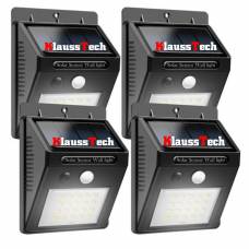 Set Complet 4 Lampi Solare Klausstech, Senzor De Miscare, Senzor De Lumina Ambientala, Grad De Protectie Ip65, Design Modern, Negru