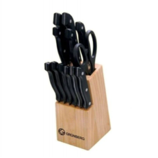 Set De 13 Cutite Klausstech De Bucatarie, Usor De Curatat, Ergonomice, Maner Anti-alunecare, Usoare, Suport Inclus, Negru