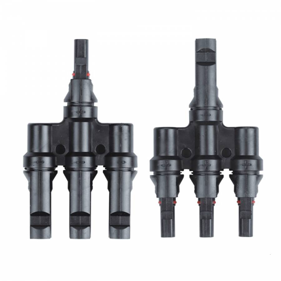 Set De 2 Adaptoare Solare, Klausstech, 3 Intrari, 1000v/dc, 30a, Ip67, -40℃~85℃, Ø4mm, Usor De Folosit, Usor De Instalat, Negru