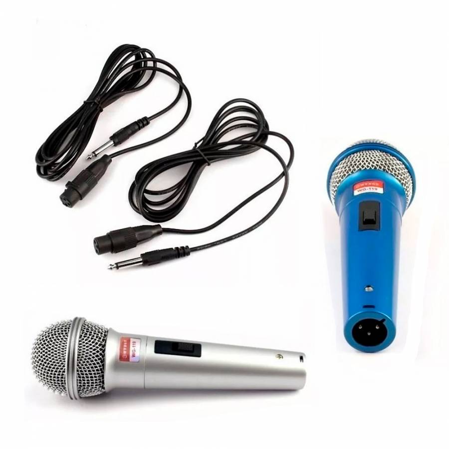 Set De 2 Microfoane Dinamice Klausstech, Fir, Unidirectionale, 600 Ohmi, Analog, Xlr, 50hz - 16khz, 50 Hz ~ 16000 Hz, Cablu 3 M, Gri/albastru