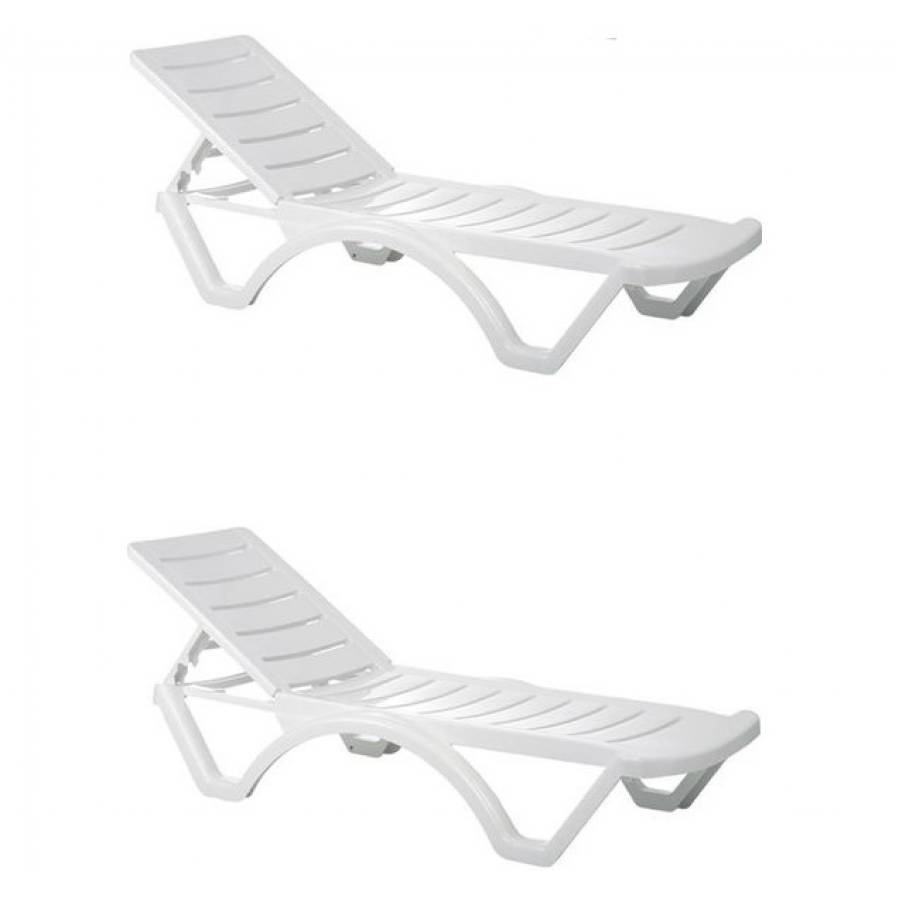 Set De 2 Sezlonguri Cu Masa Patrata Klausstech, Material Din Plastic, Masa Fixa, Functie Reglare Pozitie Sezlong, Rezistenta La Uv, Rezistente La Apa, Culoare Alb
