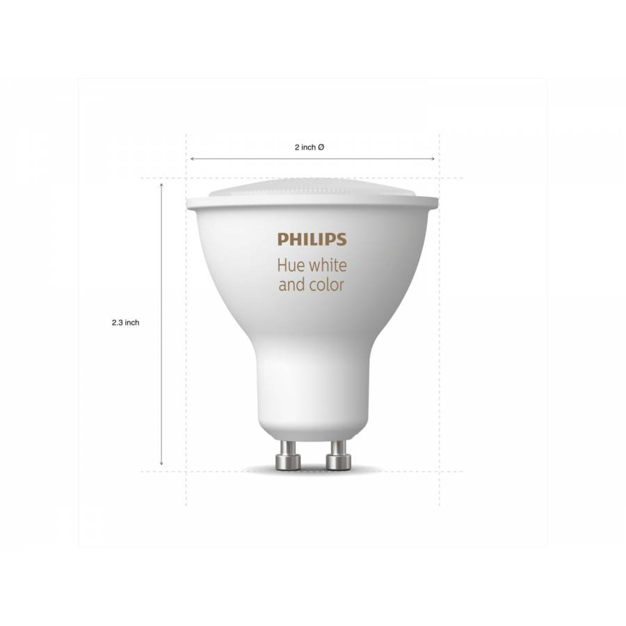 Set De 3 Becuri Philips Led Gu10 Cu Lumina Alb/color, Control Inteligent, 2000k-6500k, 220v-240v, 15000 Ore, 350 Lm, Aplicatie Bluetooth, Zigbee, Alb